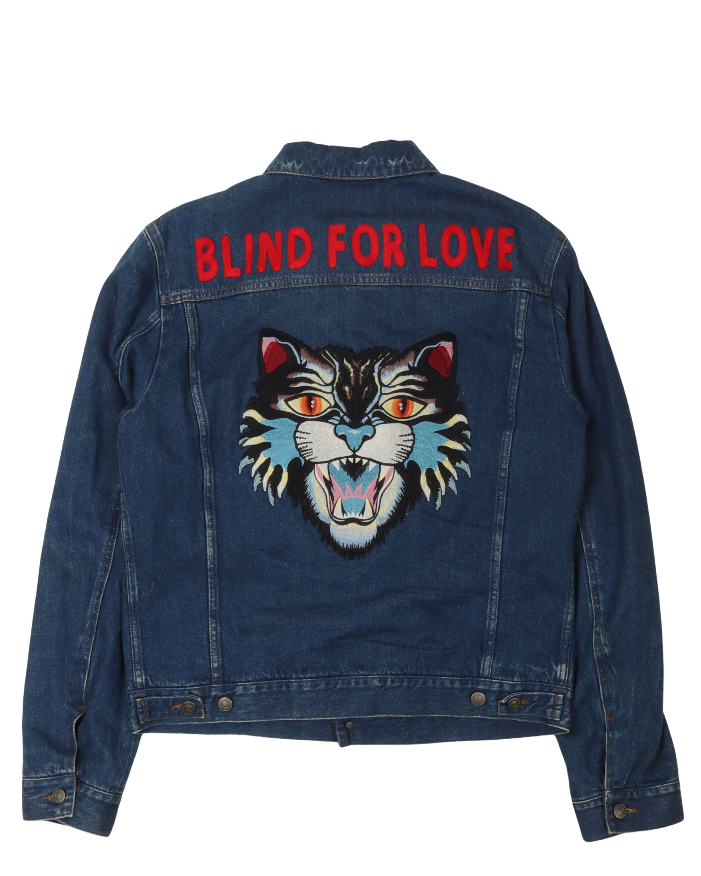 "Blind For Love" Embroidered Denim Jacket