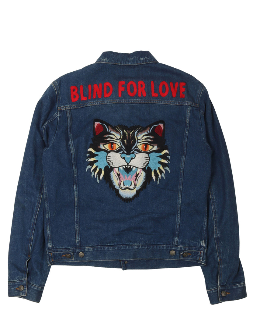 "Blind For Love" Embroidered Denim Jacket