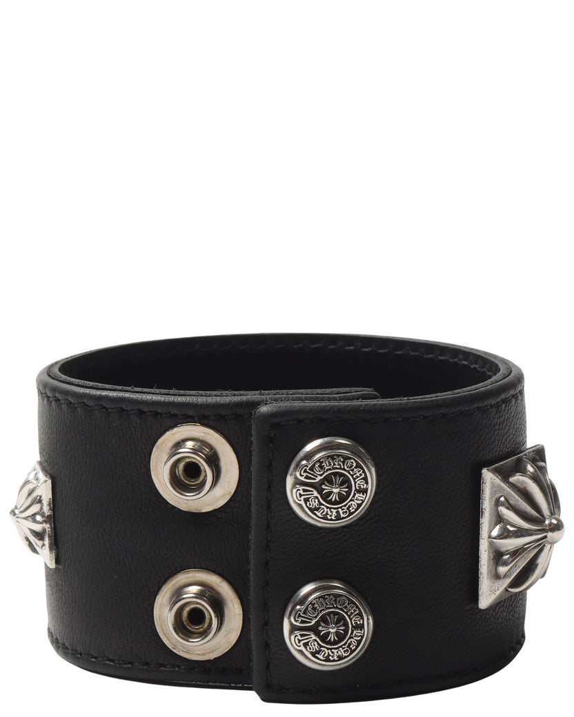 Black Wide Leather Bracelet