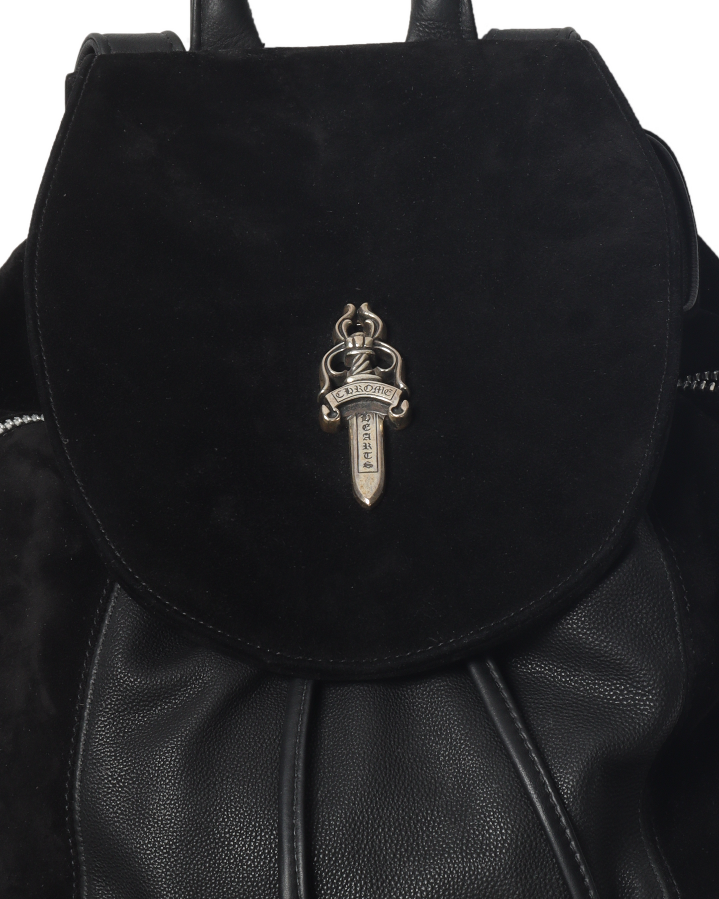 Leather & Suede Drawstring Bucket Backpack