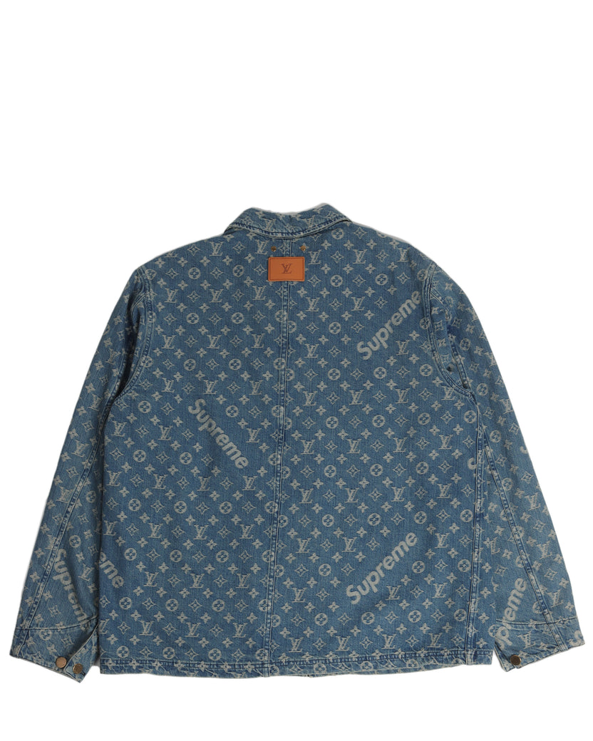 Supreme Louis Vuitton SUPREME LOUISVUITTON Size: 48 17AW LV Jacquard Denim  Chore Coat Monogram jacquard denim jacket