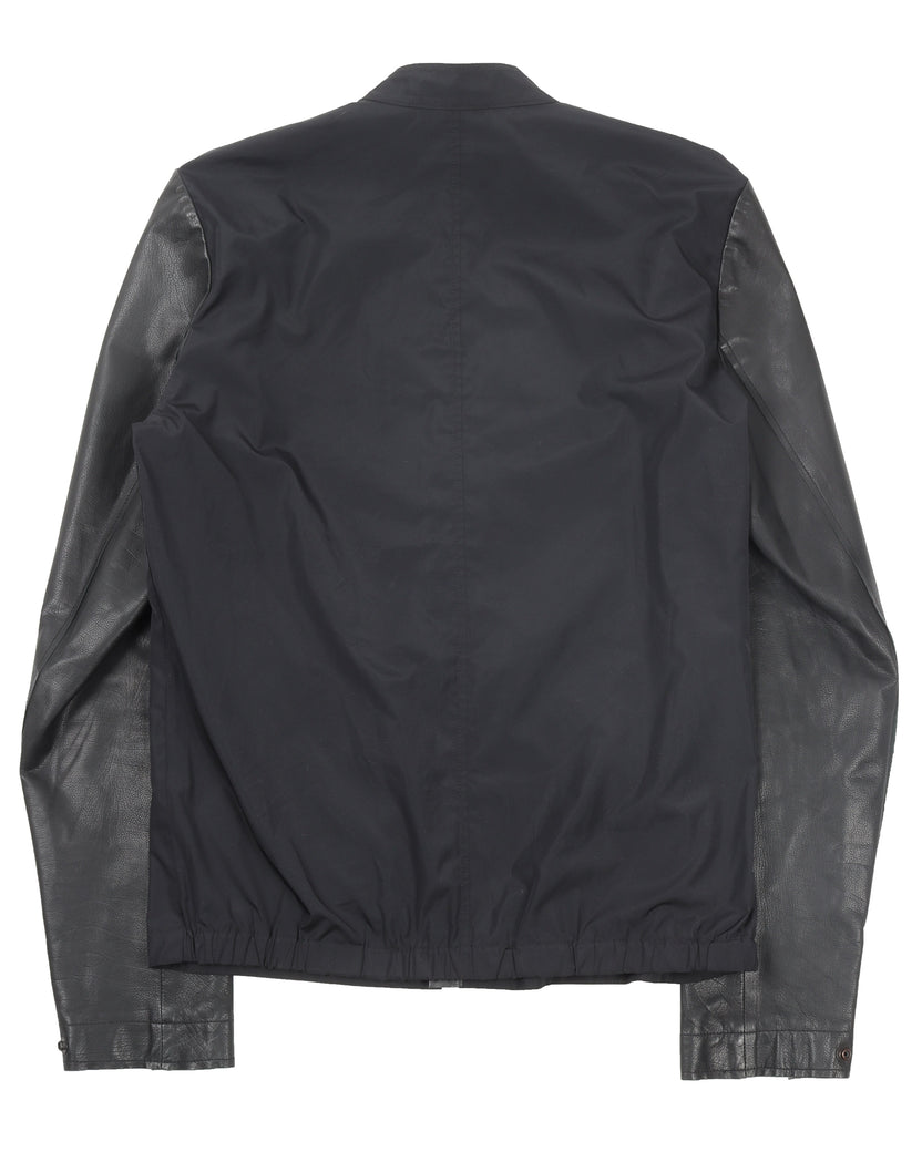 Leather Sleeve Windbreaker