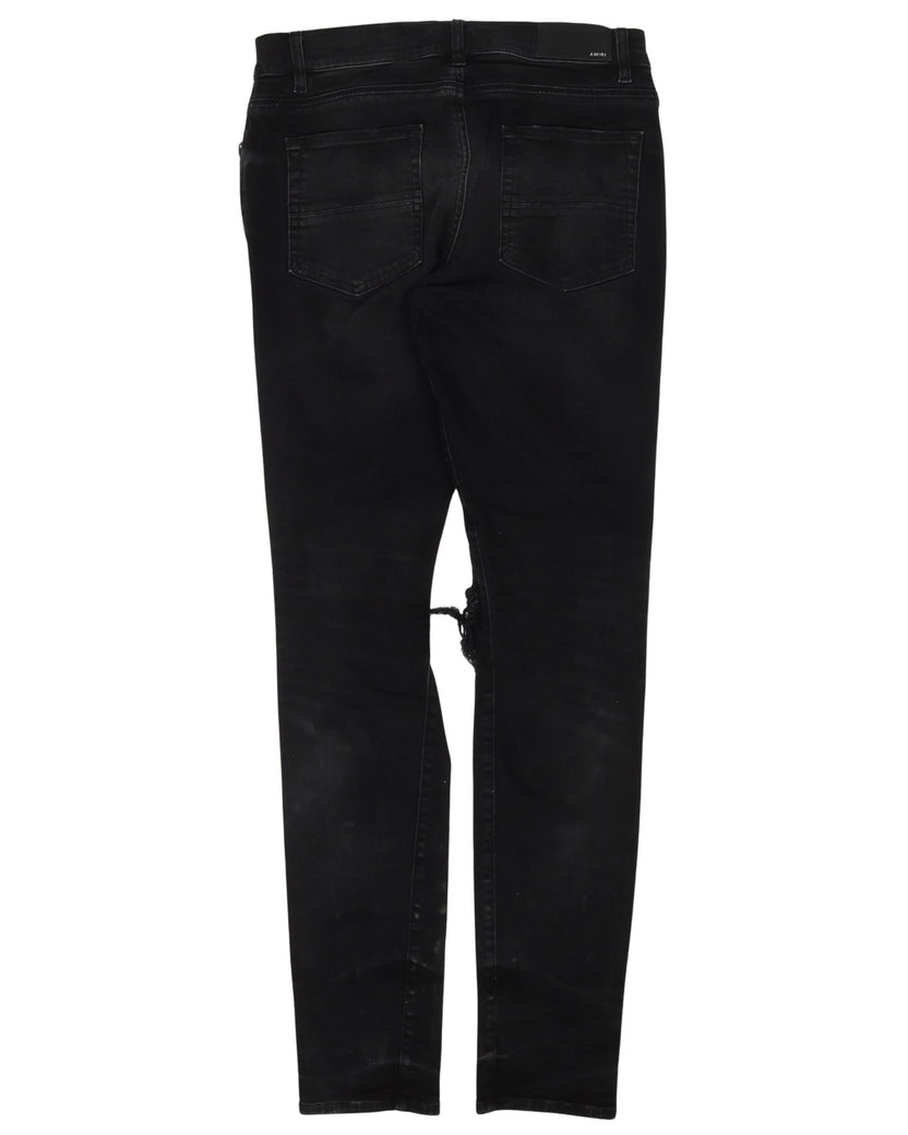 Black Distressed Denim Jeans