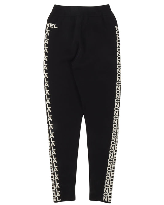 Embroidered Wool Blend Leggings