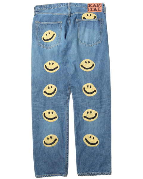 Kapital Smiley Face Embroidered Denim Jeans