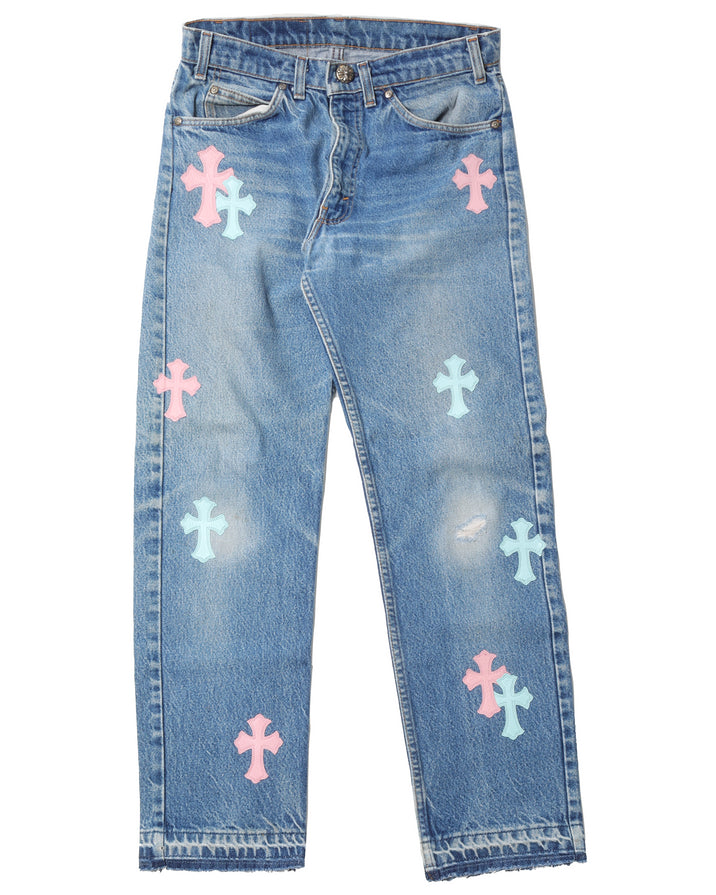Levi Pink And Blue Cross Jeans