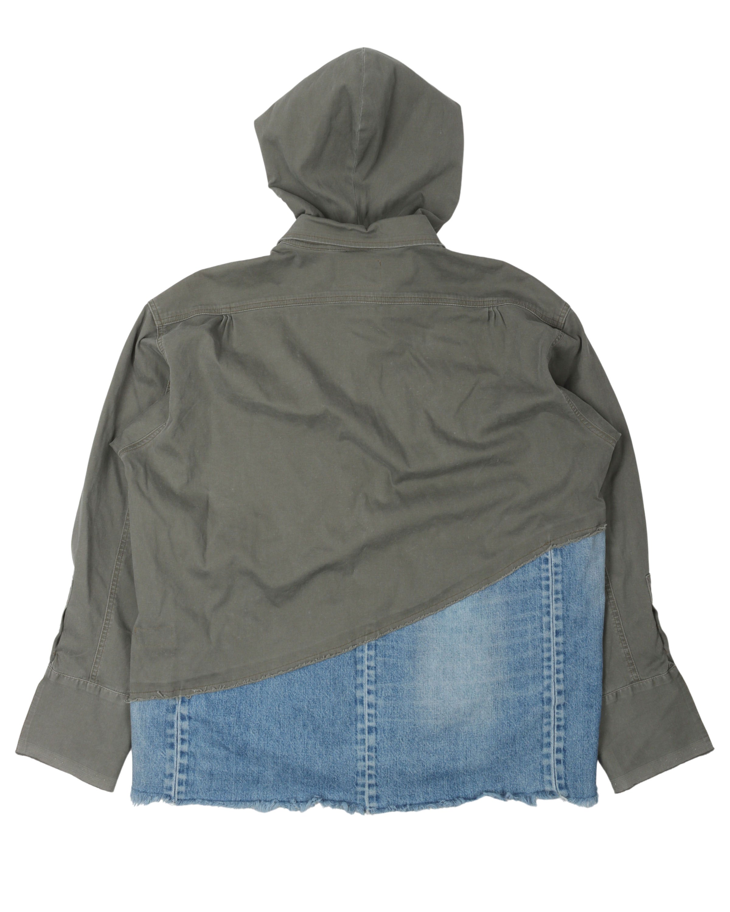 Reconstructed Denim Button Up Hoodie