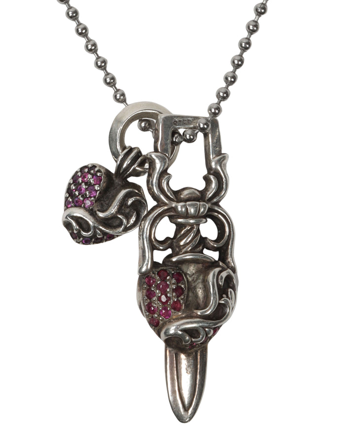 Ruby Dagger & Heart Locket With Chain