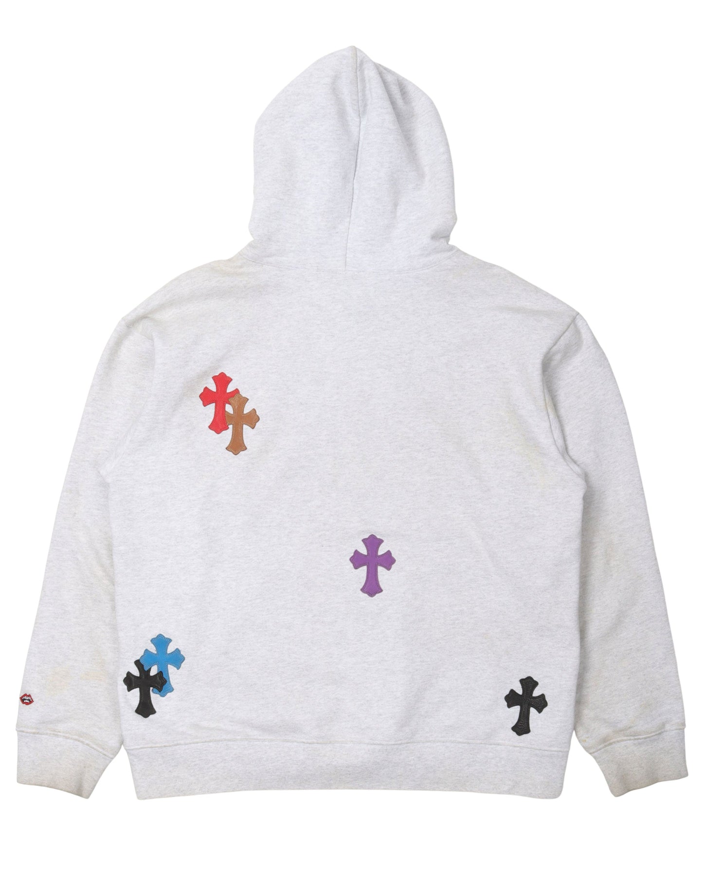Multicolor Leather Cross Patch Hoodie