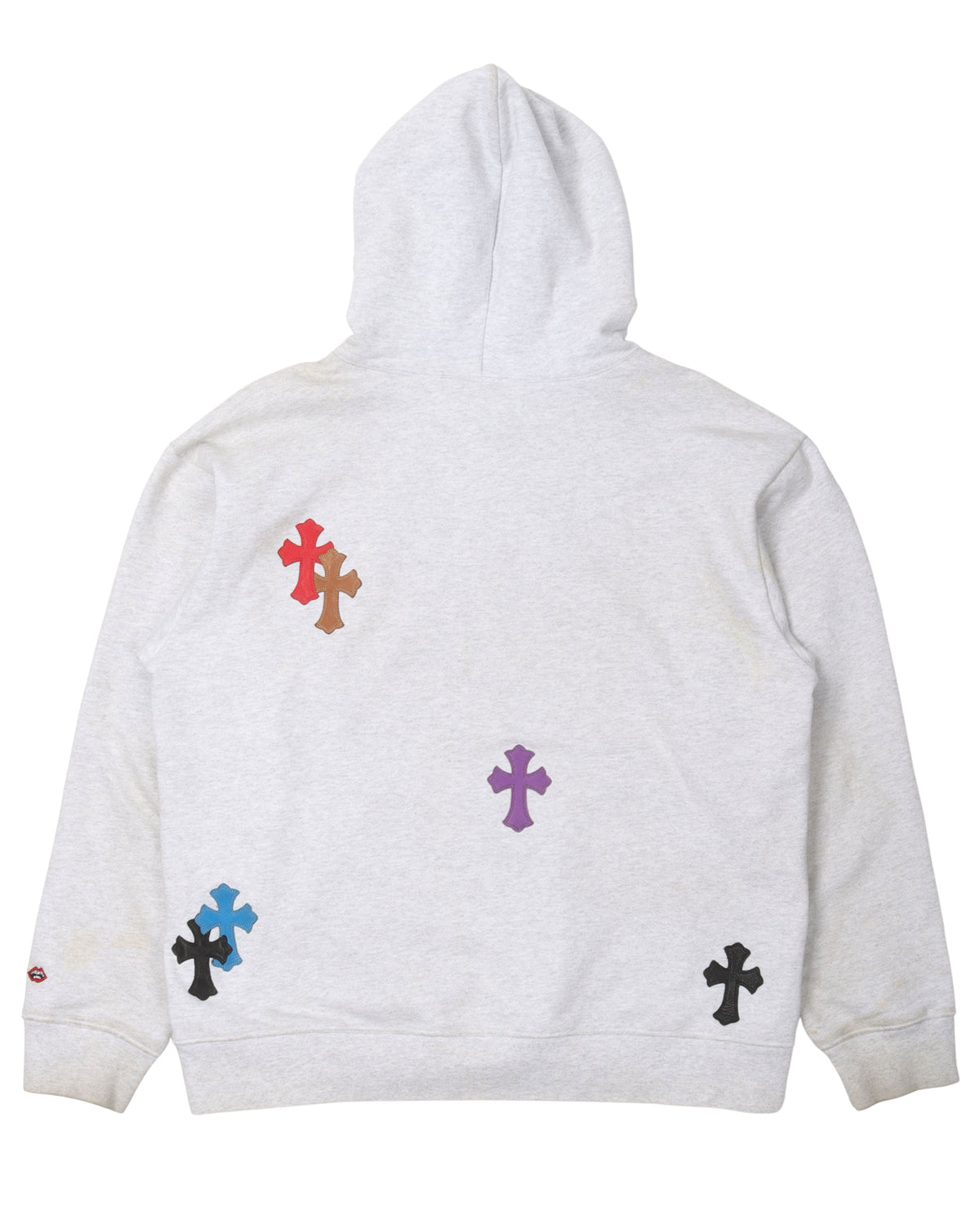 Multicolor Leather Cross Patch Hoodie