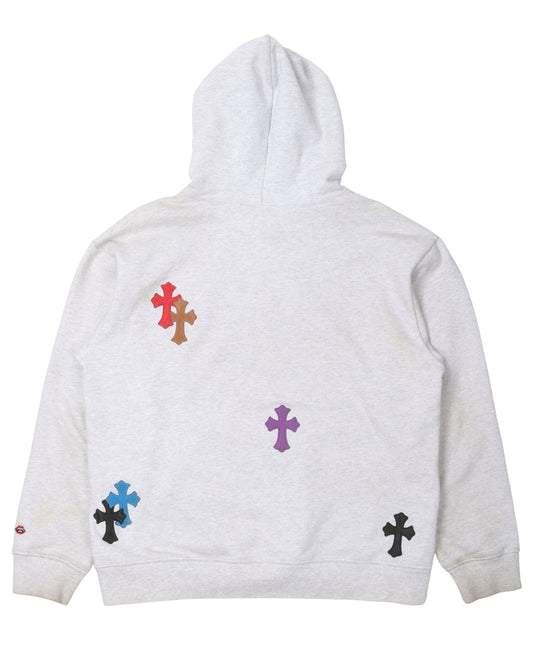 Multicolor Leather Cross Patch Hoodie