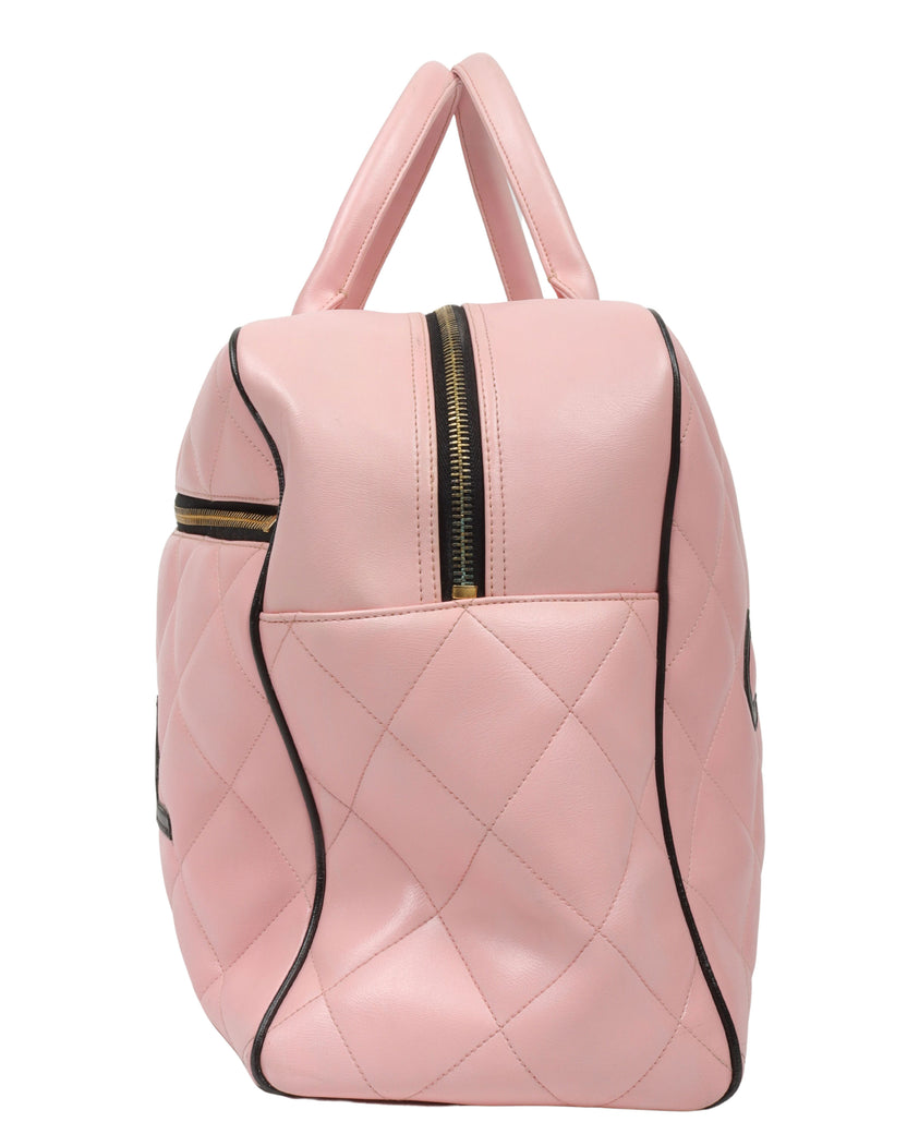 1995 Pink Quilted Leather Boston Duffle