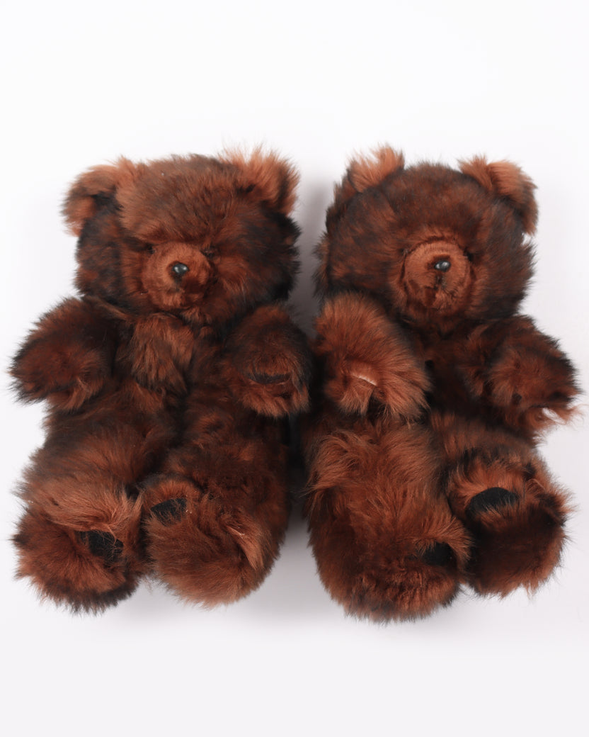 Hug Me Bear Fur Plush Shearling Teddy Bear Slippers