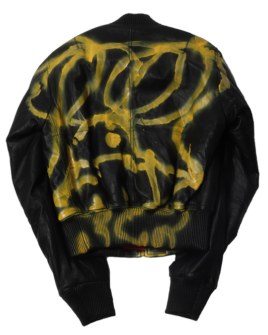 Yellow Leather Bomber