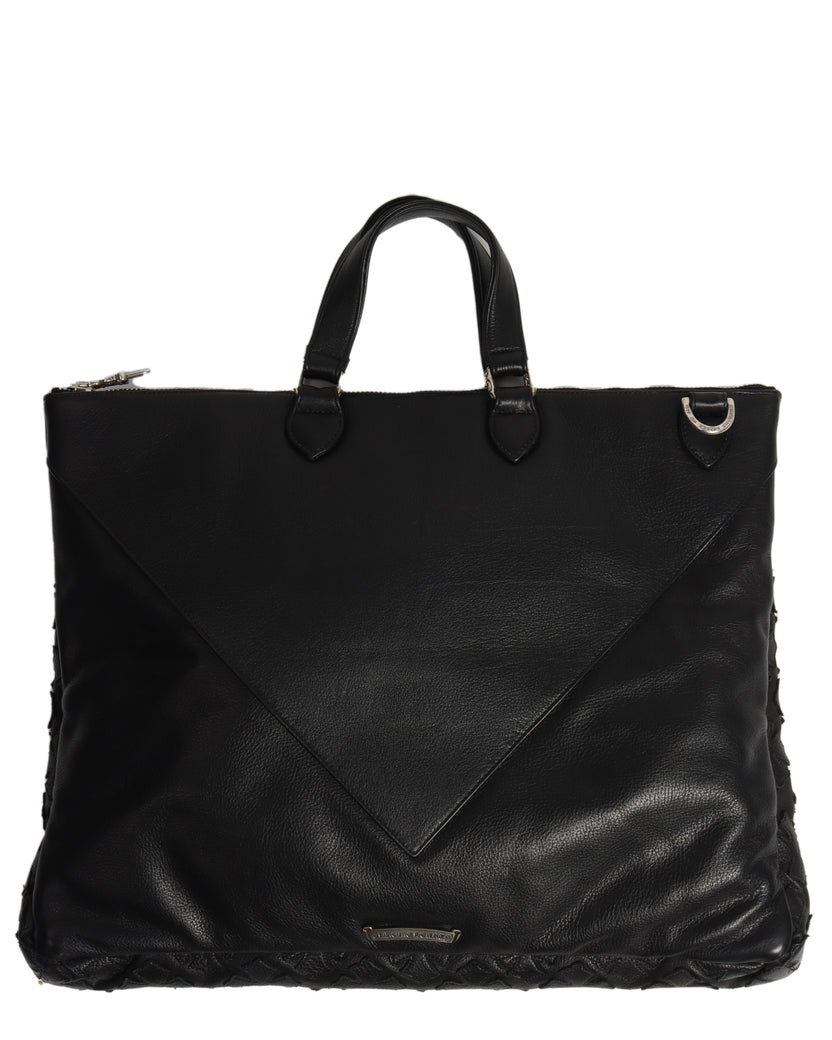 Leather Cross Patch Tote Bag