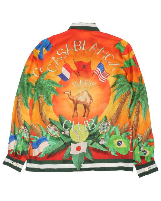 Palm Tree Sunset Silk Shirt