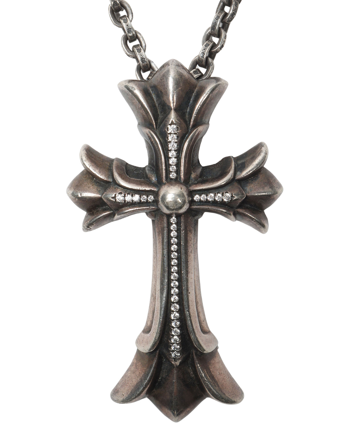 Diamond Embellished Cross Pendant w/ Chain