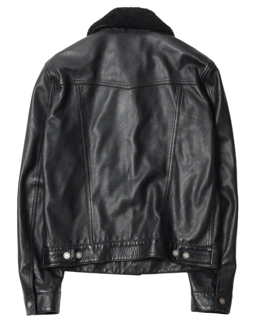 Shearling Collar Leather Jacket