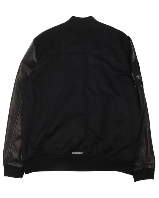 Leather Cross Varsity Jacket