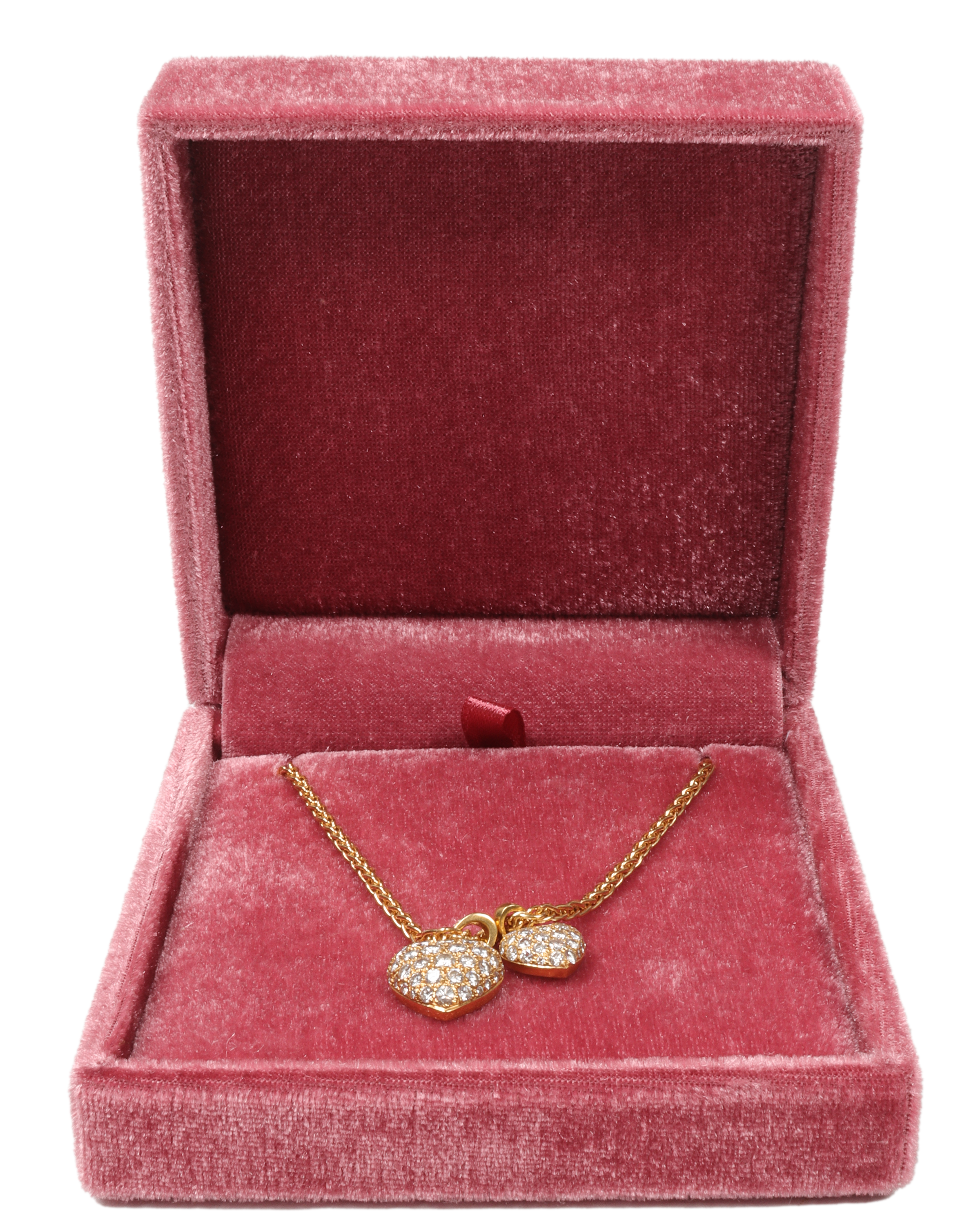 18K Gold Double Heart Diamond Necklace