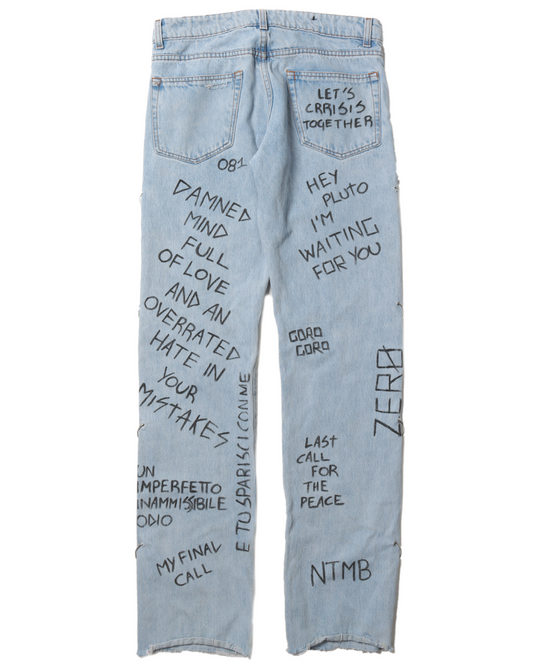 Graffiti Print Ringed Denim