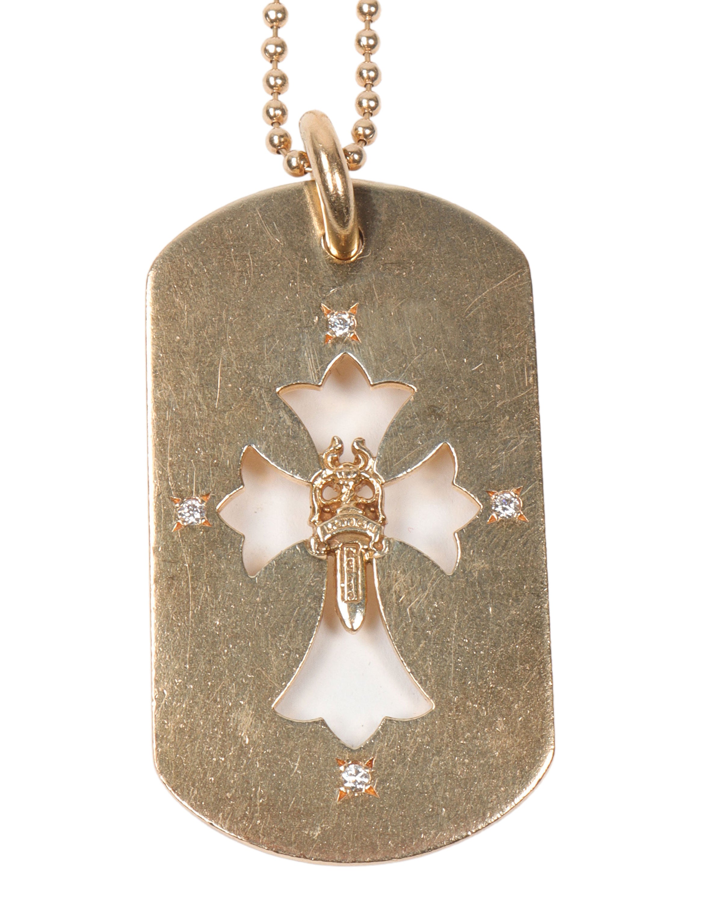 Gold & Diamond Dog Tag with Chain Link