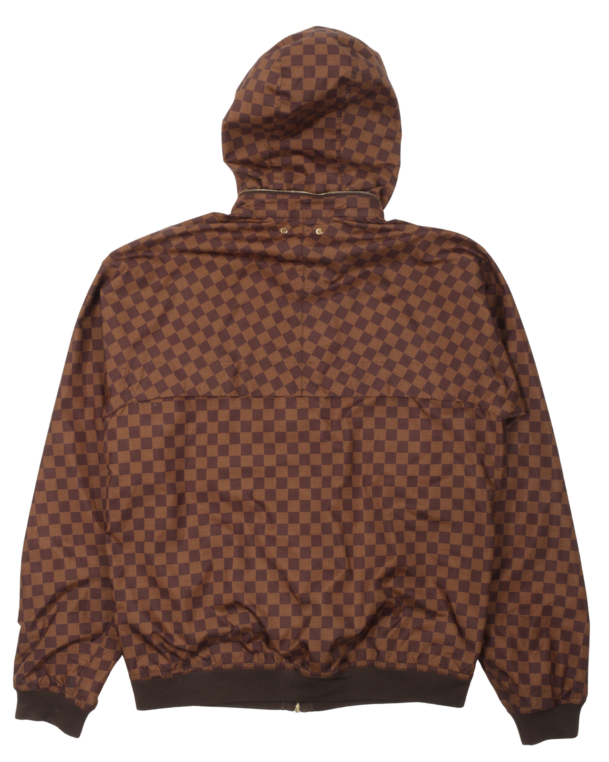 Checkered Damier Rain Jacket w/ Packable Hood