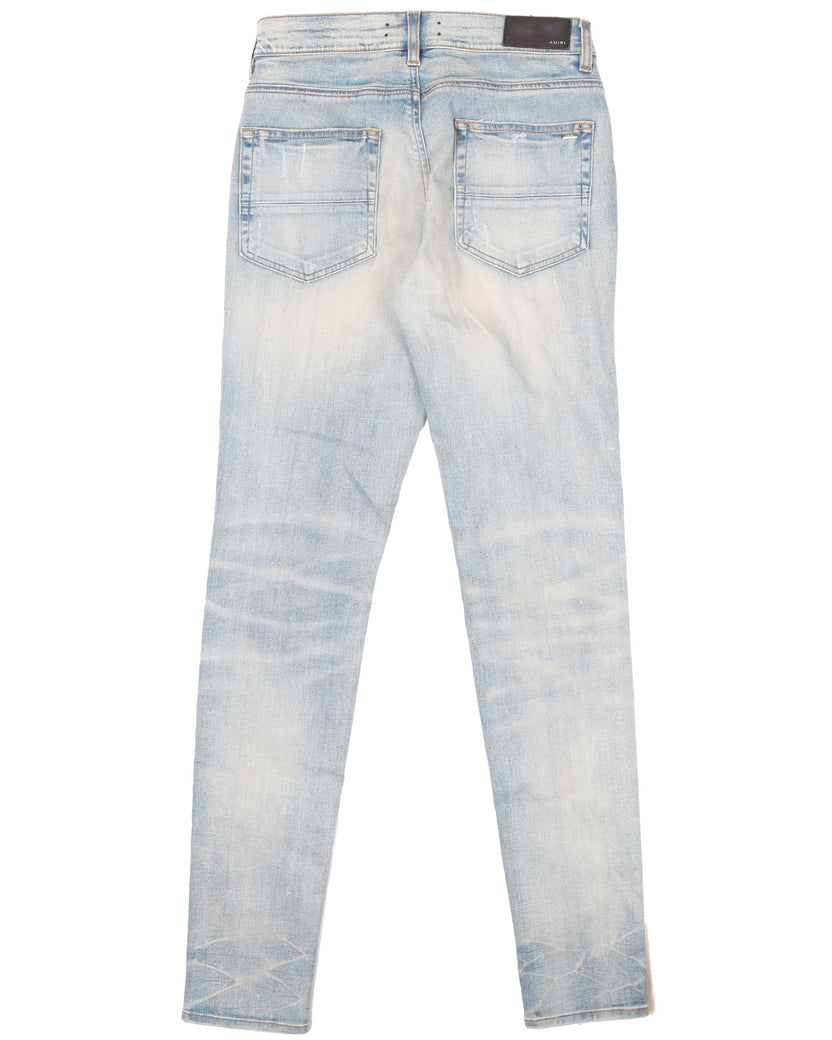Distressed Wash Blue Jeans