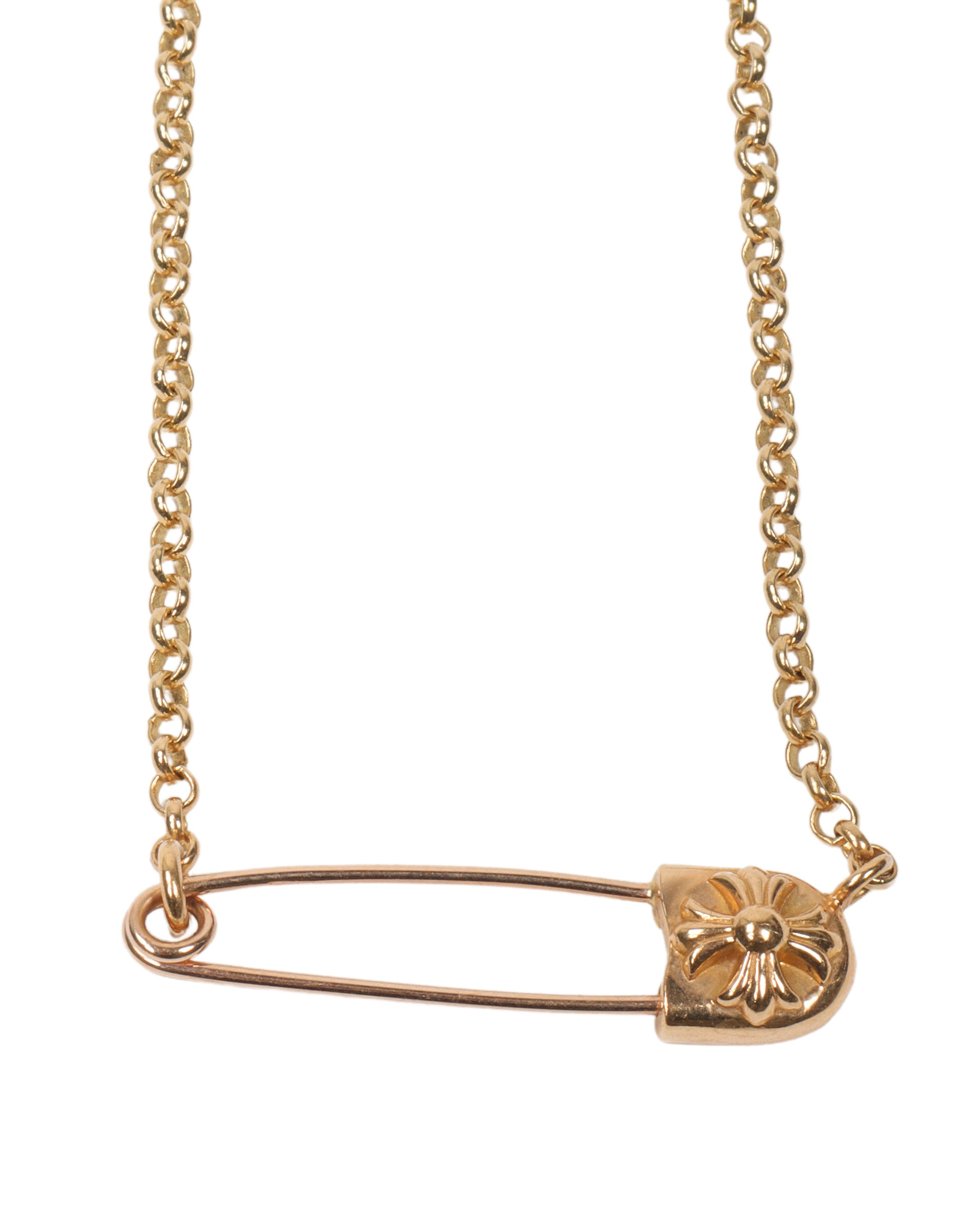 Gold 22k Safety Pin Necklace