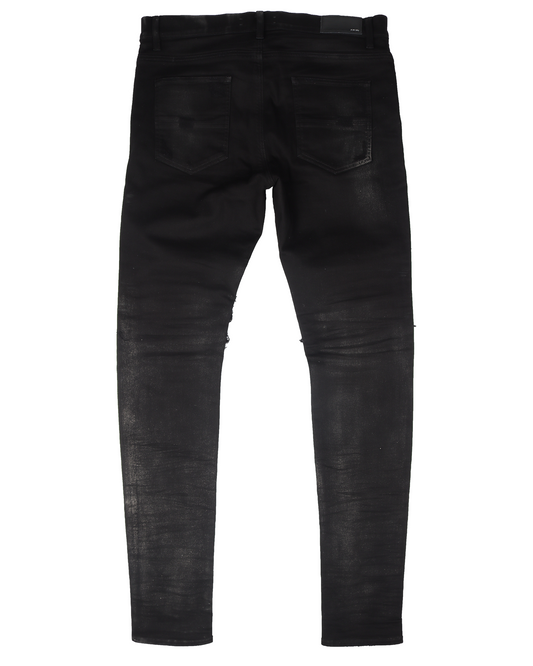 Wax Coated Distressed Denim
