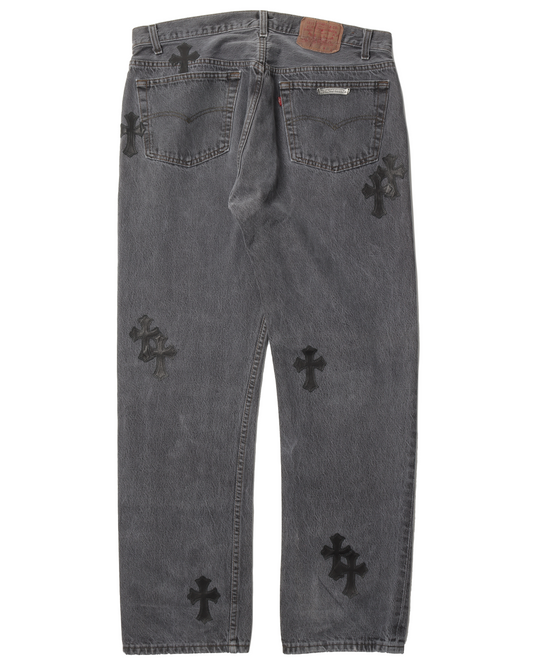 Grey Black Cross Jeans