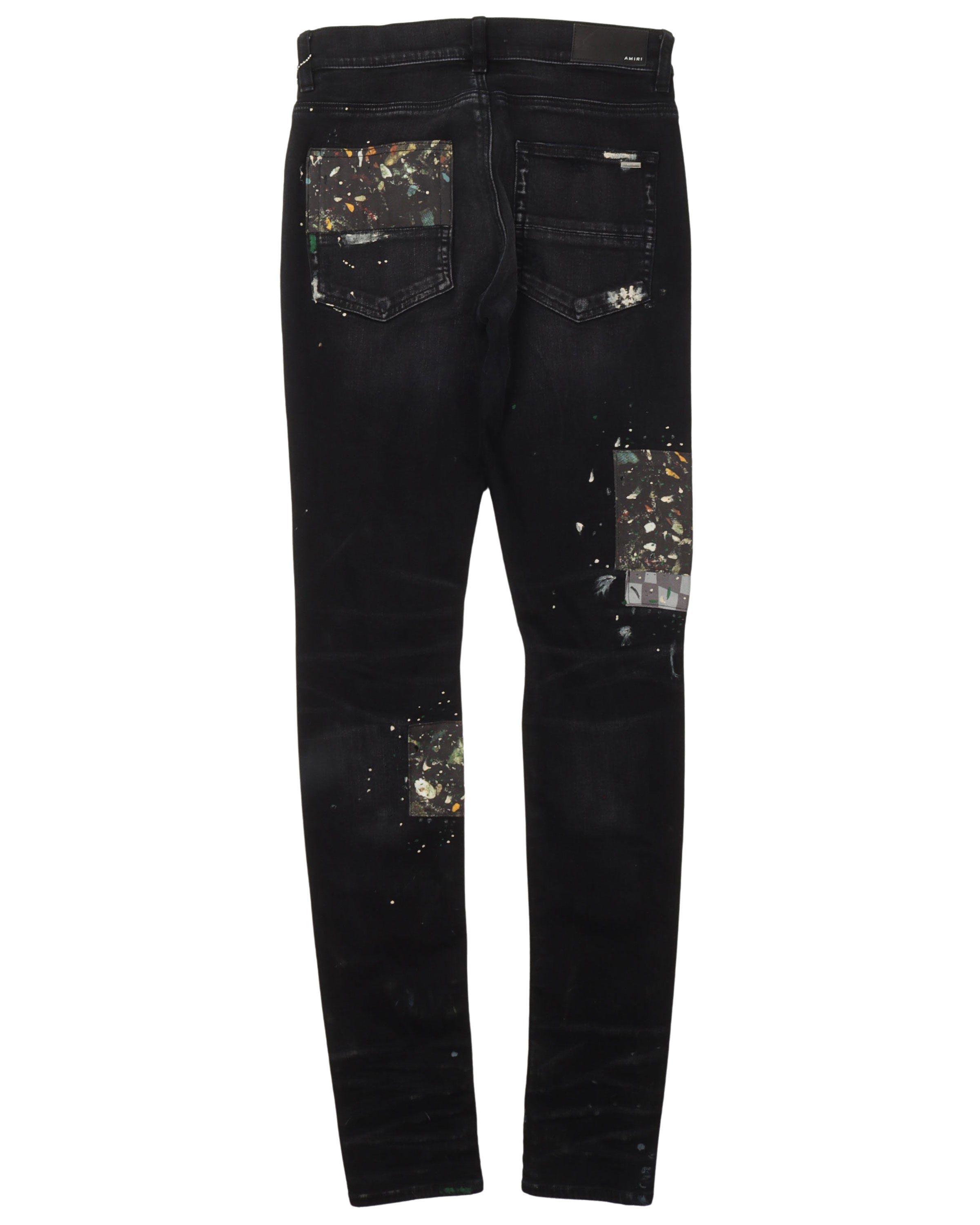 Paint Splatter Patched Jeans