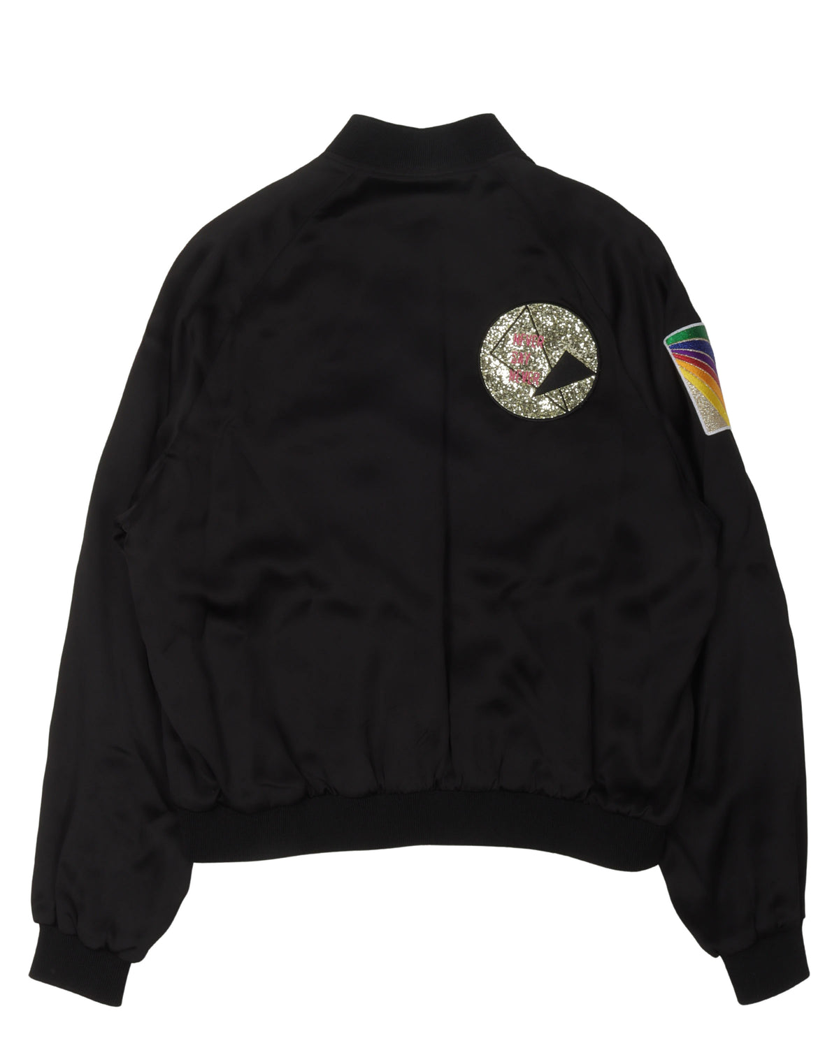 Glitter Patch Viscose Bomber Jacket