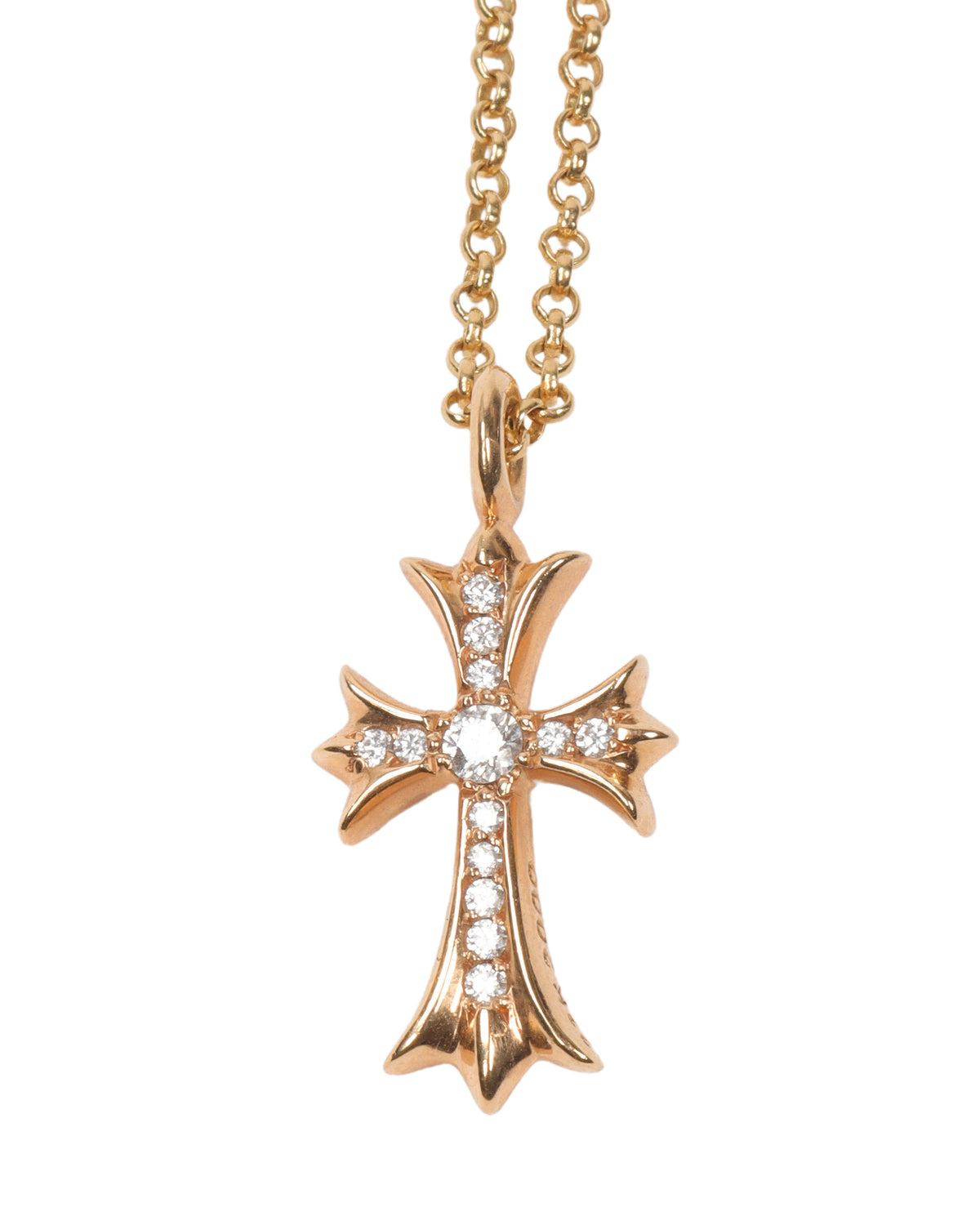Gold Diamonds Cross with Chain Link