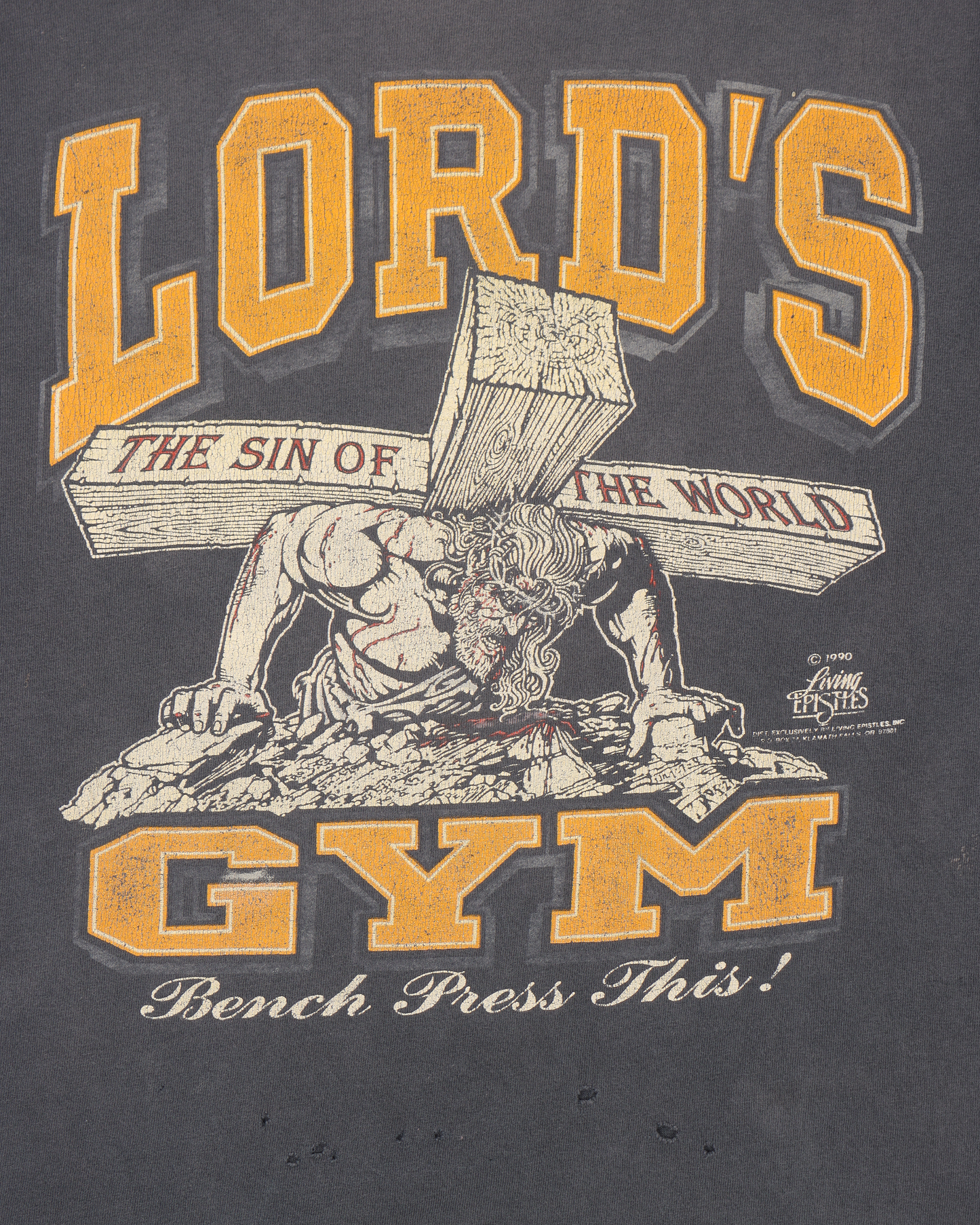 古着 90s LORD'S GYM 「HIS PAIN YOUR GAIN」 Jesus イエス