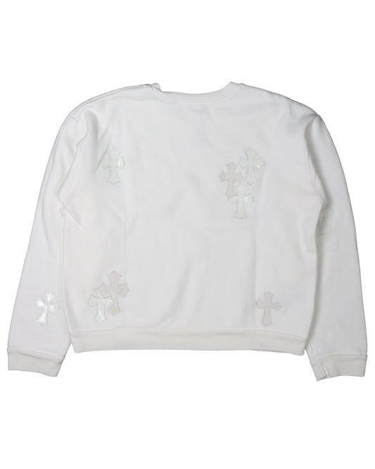 Leather Cross Crewneck