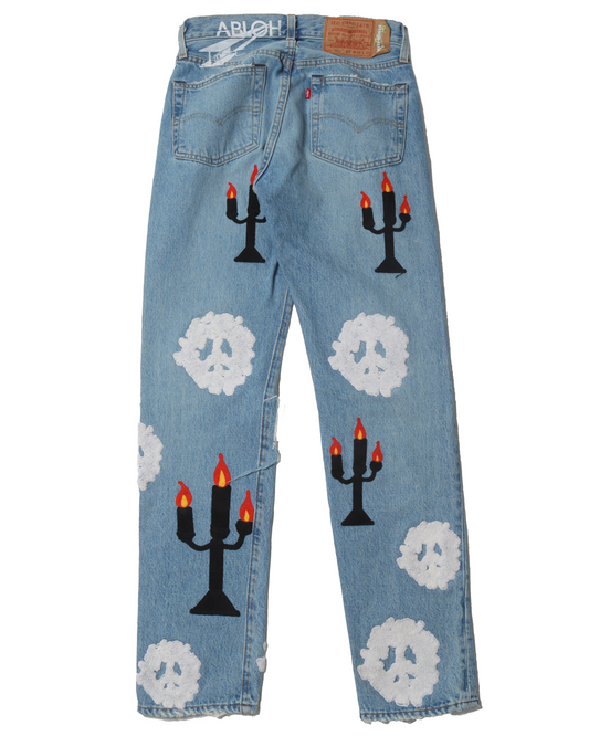 Virgil Abloh "Message in a Tear" Embroidered Jeans