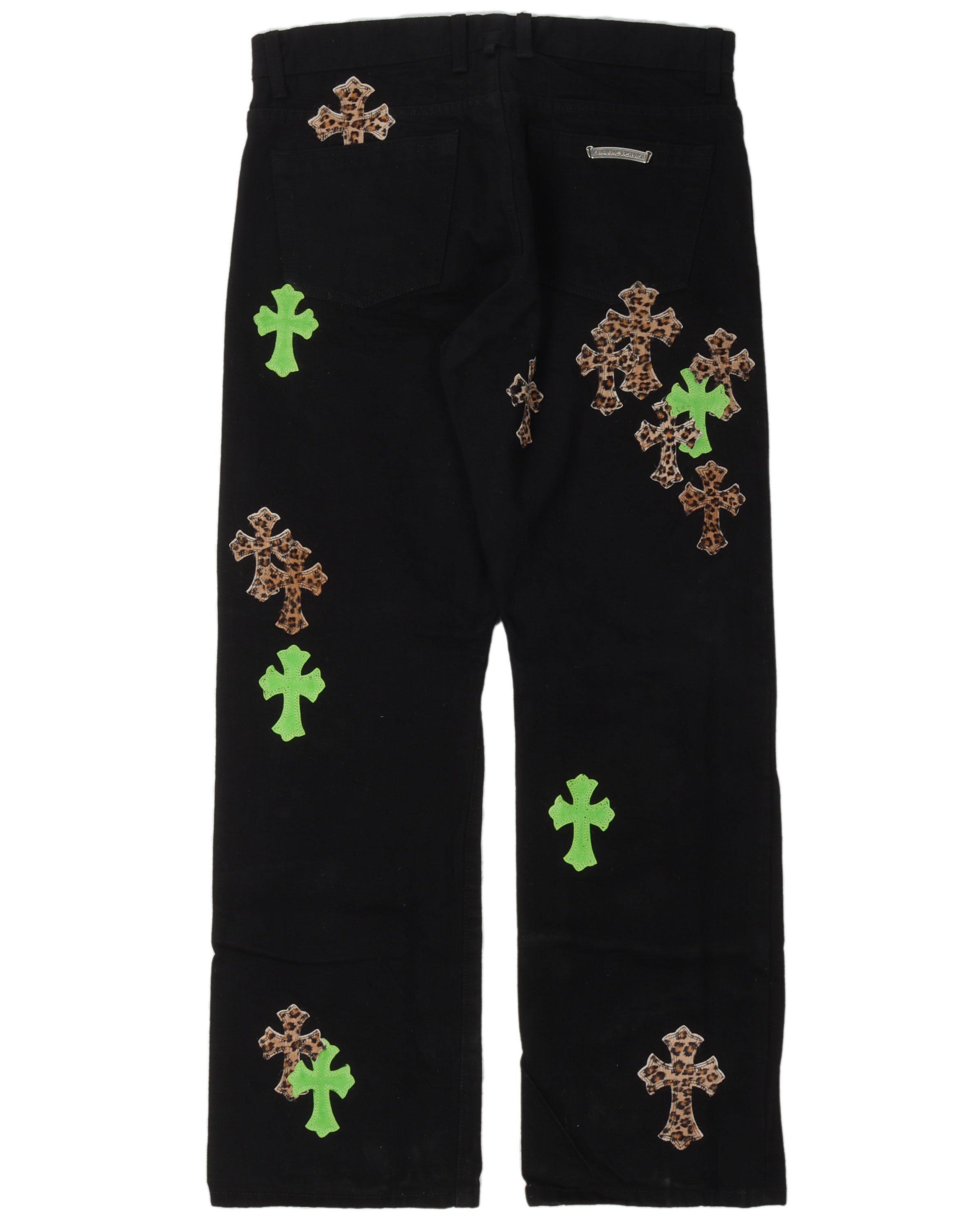 Leopard Cross Patch Jeans w/ 35 Patches