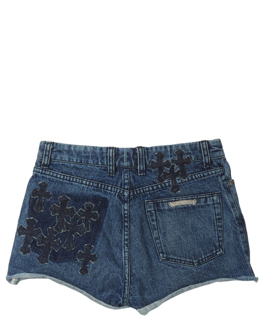 Cross Patch Denim Shorts
