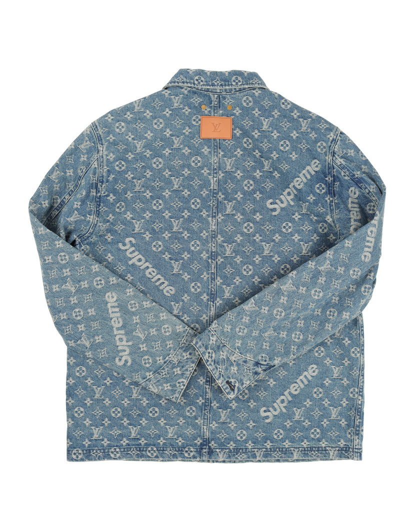 Supreme x Louis Vuitton Jacquard Denim Chore Coat Blue