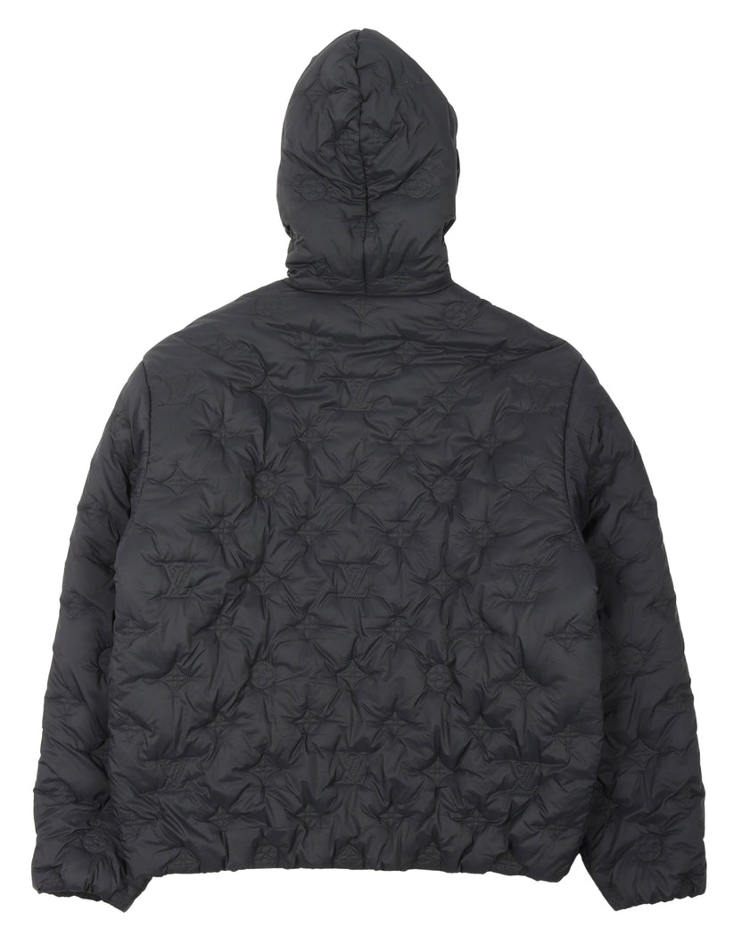 Louis Vuitton Monogram Quilted Hooded Blouson Anthracite. Size 54