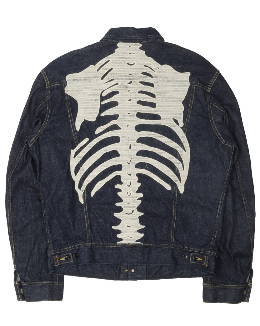 Denim Skeleton Embroidered Jacket