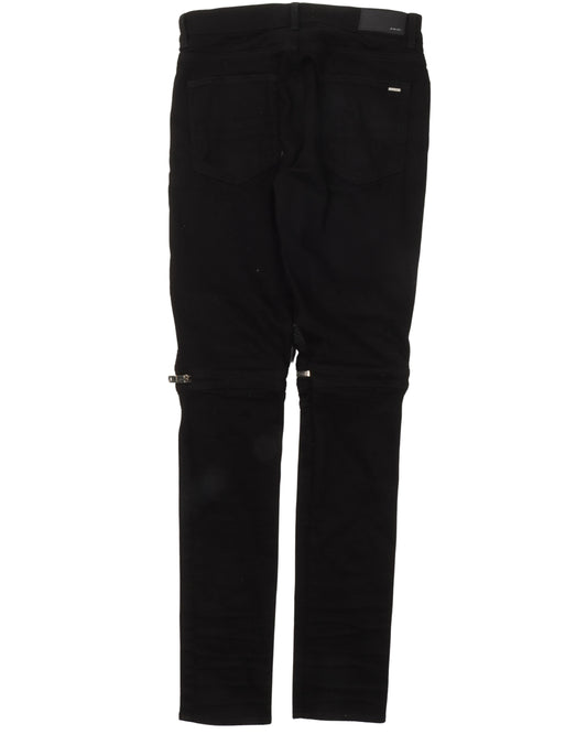Black Paisley Biker Zip Jeans