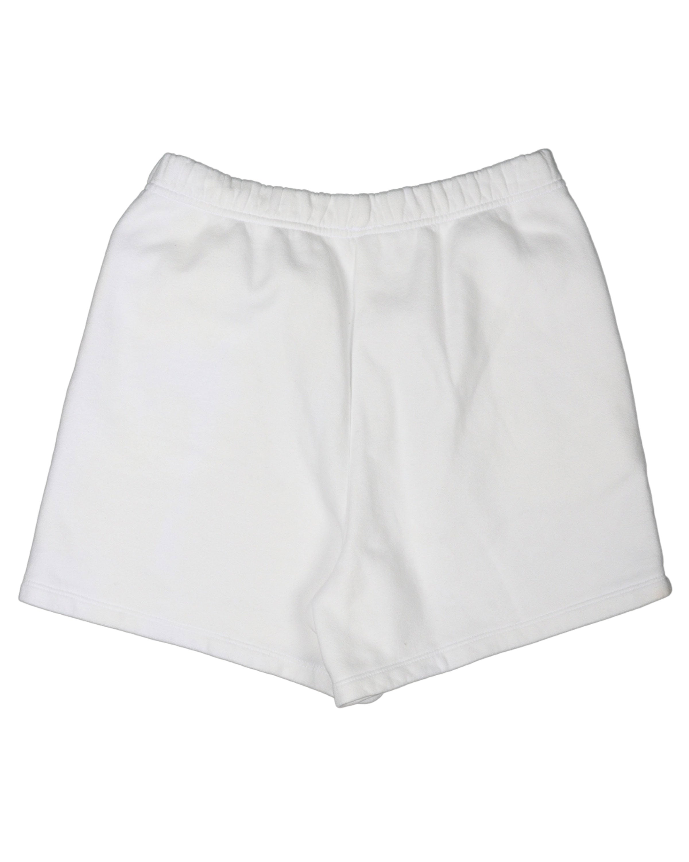 White Leather Patch Cross Sweat Shorts
