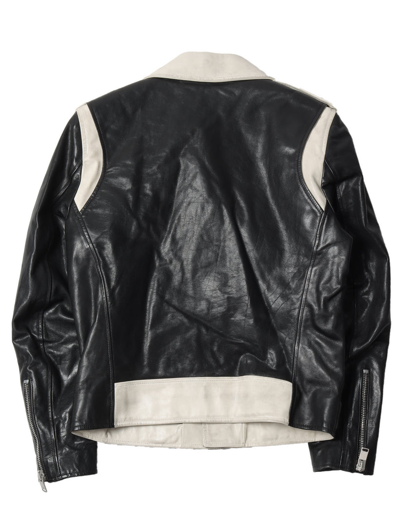 L17 Two-Tone Leather Biker Jacket