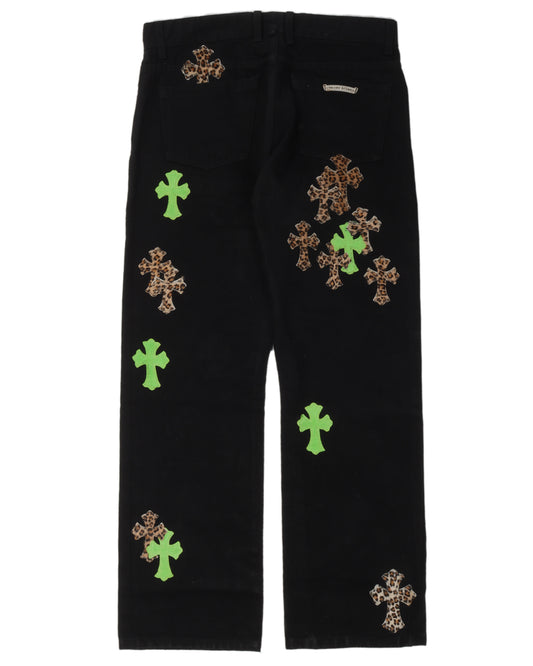 Checkered Cross Patch Jeans w/ 35 Cross Patches