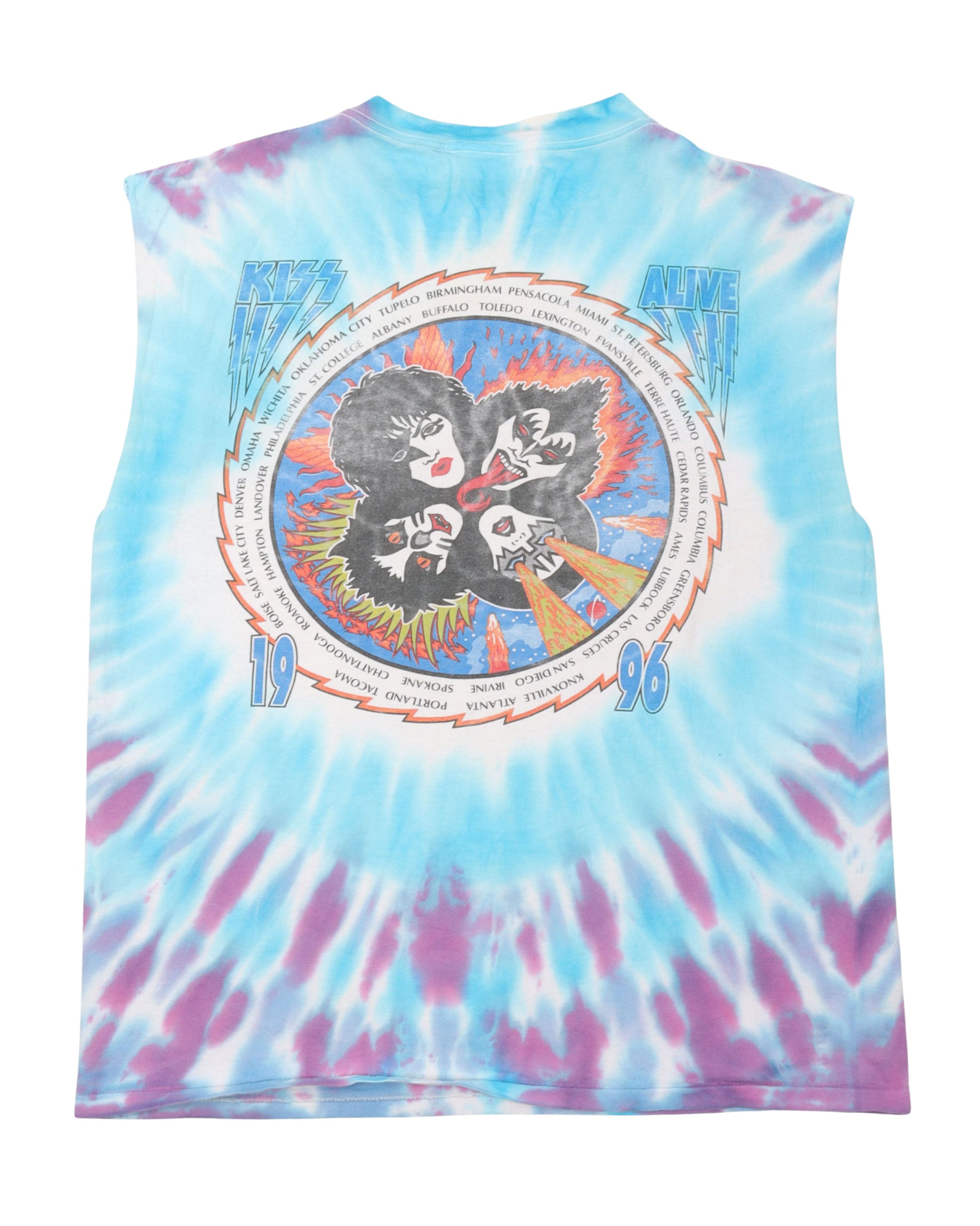 Kiss Tie Dye Cut Sleeve T-Shirt