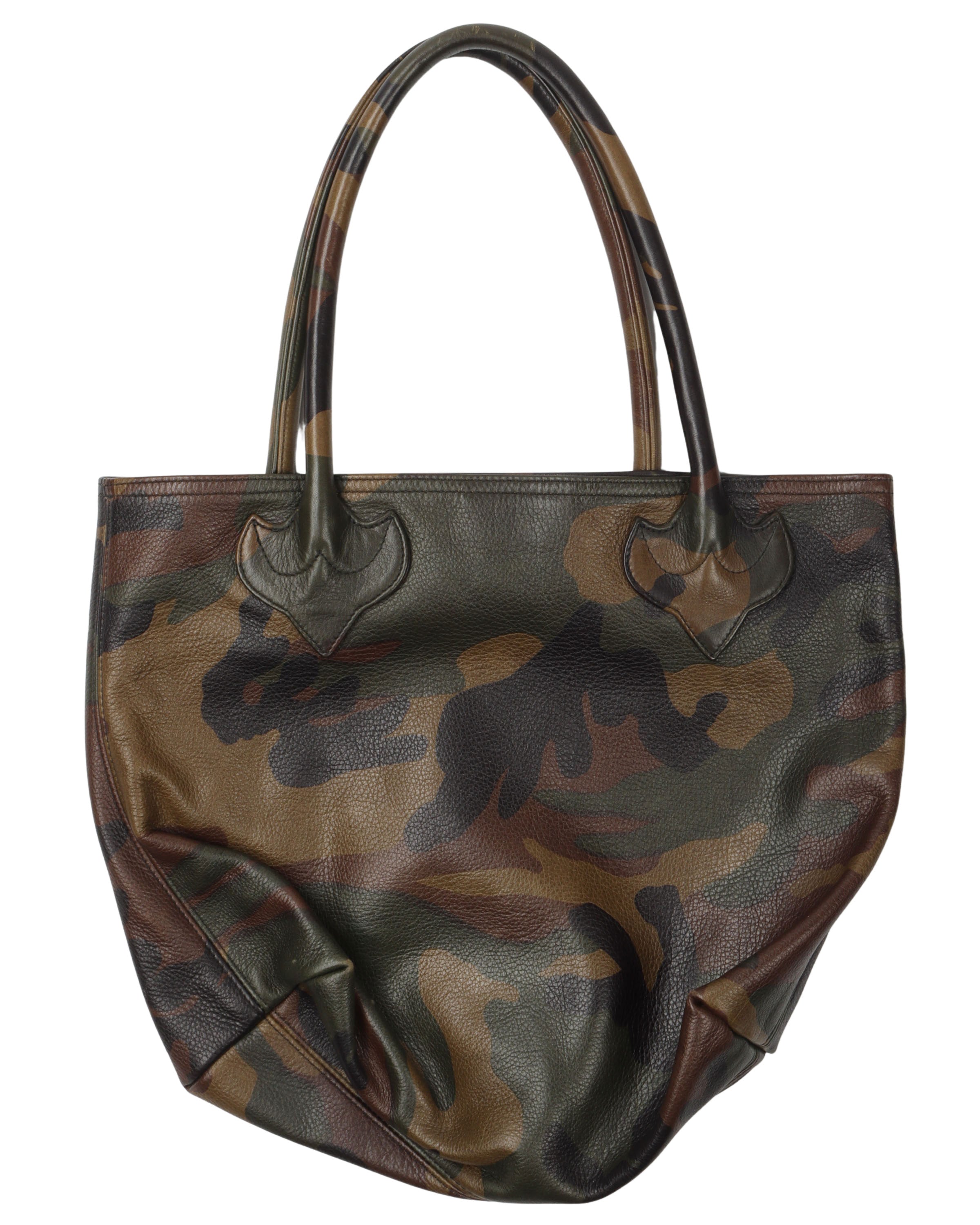 Camouflage Leather Cross Patch Tote Bag