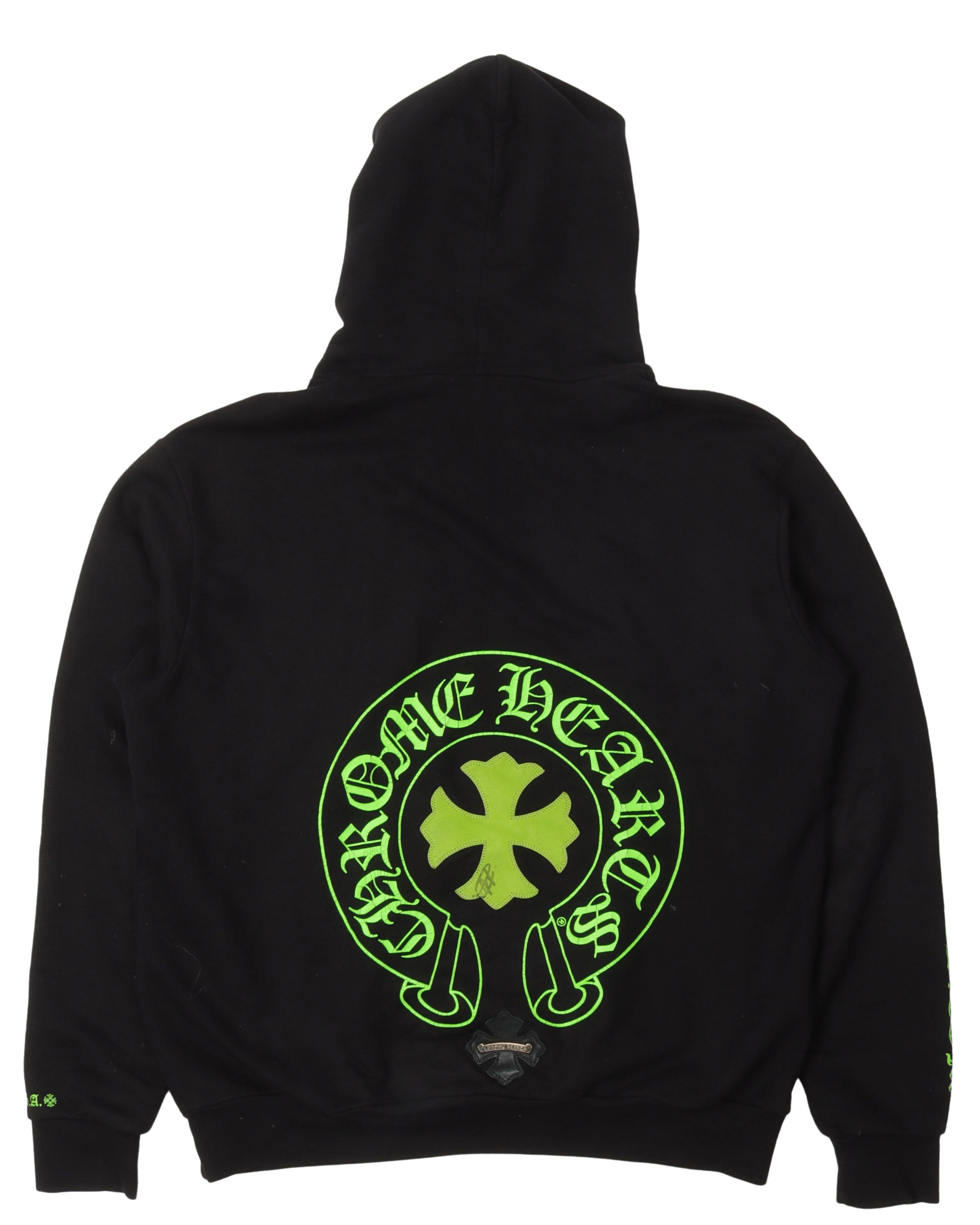 Signed Leather Cross Patch Hoodie