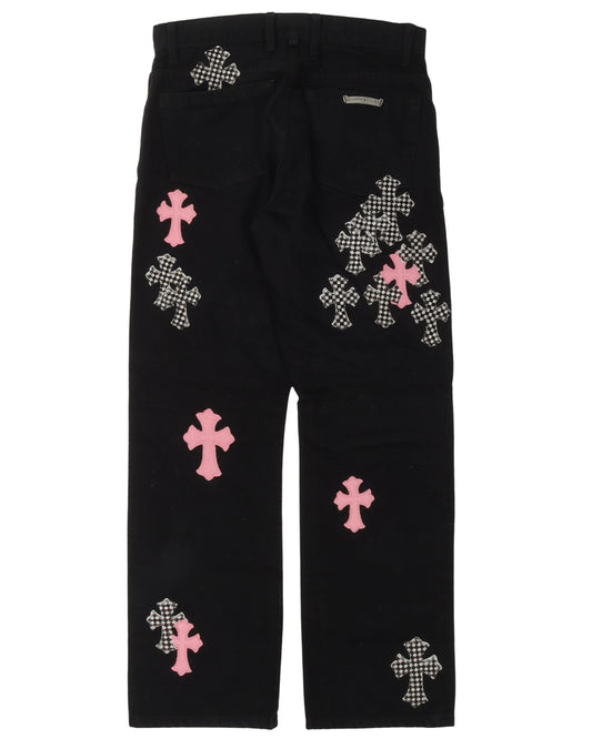 Black Zebra Cross Patch Jeans